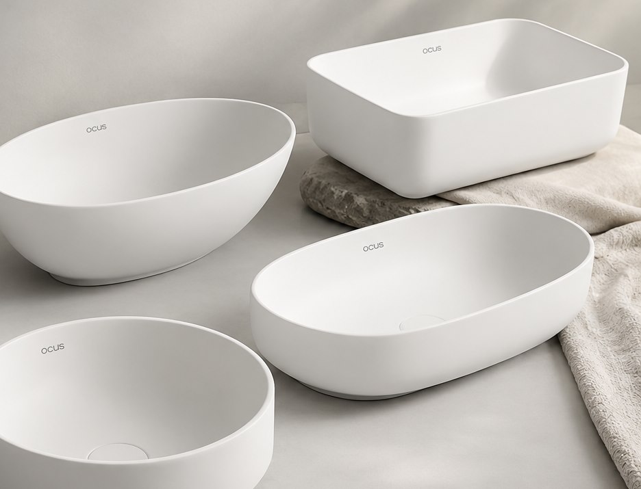 Sculpted matt-white art bowls collection