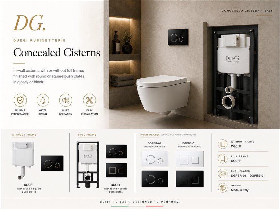 DueGi concealed in-wall cistern with push plates