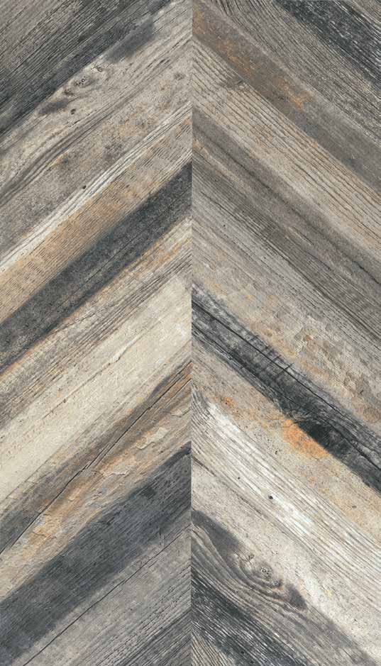 Wood-look chevron tile surface from the Matt range