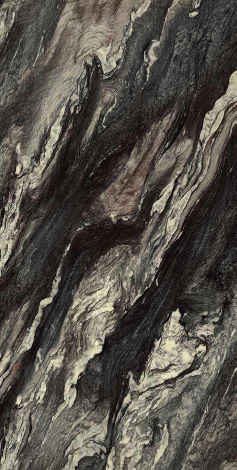 Obsidian Flow tile face — dark flowing quartzite