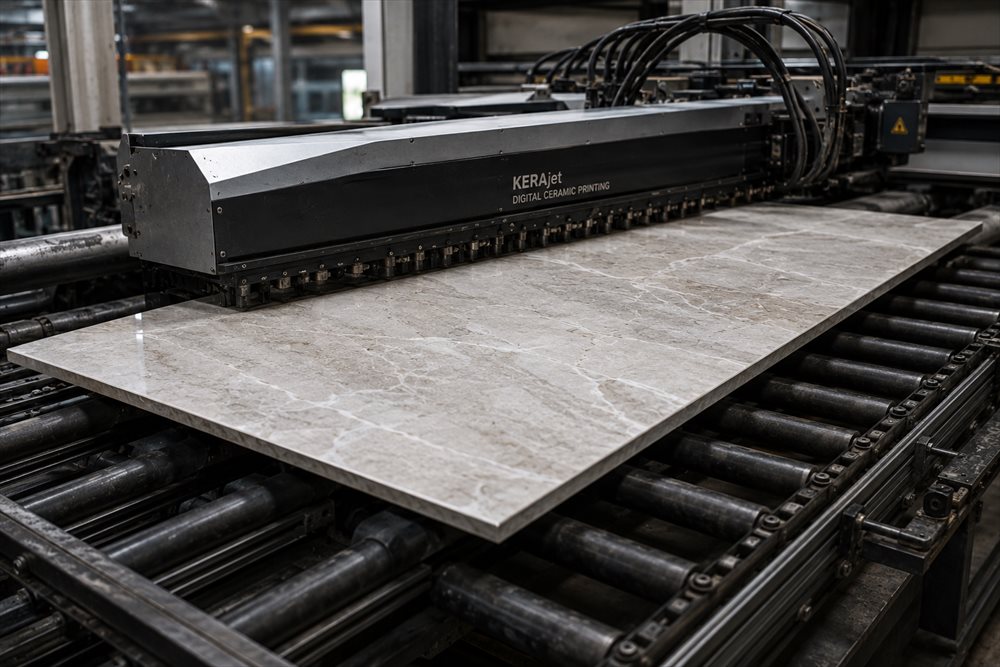 Digital inkjet printing on tiles
